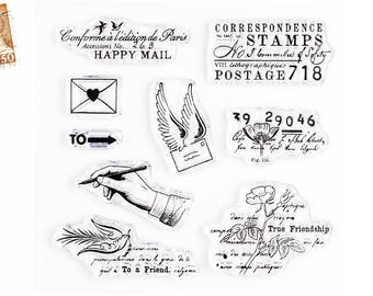 Clear Stamps - To A Friend, Happy Mail and Letter Writing Stamps *SHOP EXCLUSIVE* for Paper Craft, Junk Journal, Notebook, Snail Mail 4x4 in