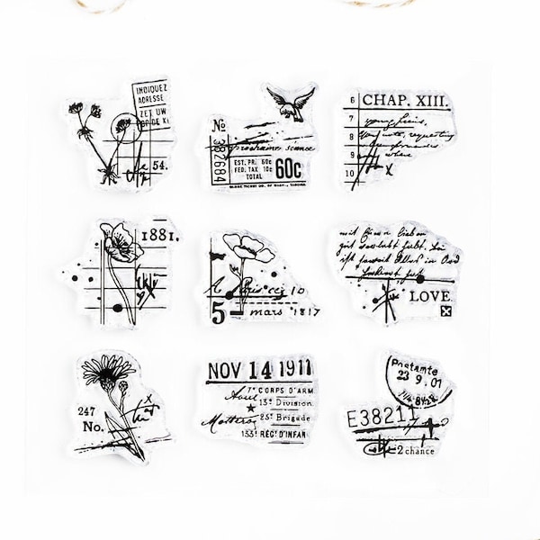 Clear Stamps - Deco 9, Small 1" Decorative Collage Designs *SHOP EXCLUSIVE* for Paper Crafts, Scrapbooking, Journaling, Mixed Media 4x4 in