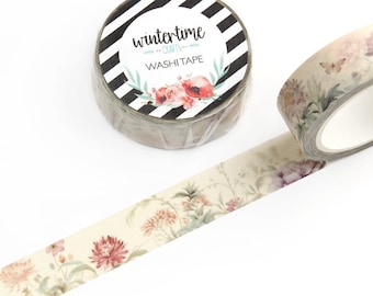 Floral Washi Tape *SHOP EXCLUSIVE* Flower Drawings Decorative Tape by Wintertime Crafts for Scrapbooking, Notebooks, Journaling, Mixed Media