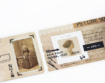 Ruban adhésif papier Washi Old Portraits * EXCLUSIVITÉ BOUTIQUE * Rubans adhésifs de masquage décoratifs vintage pour collages Wintertime Crafts pour journal, cahiers, large