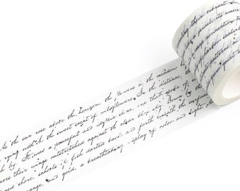 Washi Tape with Elegant Writing and Splatter *SHOP EXCLUSIVE* Vintage Handwriting Script Text Tape by Wintertime Crafts for Journaling