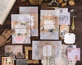 Material Packs by MO CARD - Vintage Style Paper and Sticker Sets for Art Journaling, Junk Journals, Notebooks, Paper Crafts, Scrapbooking