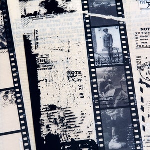 May include: A black and white photograph of a woman sitting on a bench. The photo is part of a strip of film with black borders. The film strip is attached to a piece of paper with a stamp that says "World's Fair Apr 22 1964 N.Y. 03".