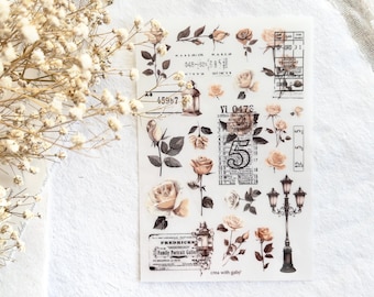 Vintage Tickets Rub-On Transfers from Crea With Gaby, Decorative Transfer Stickers for Journaling, One Sheet