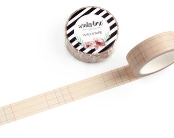 Ledger Lines Washi Tape *SHOP EXCLUSIVE* Warm Brown Grid Masking Tape by Wintertime Crafts for Scrapbooking, Journaling