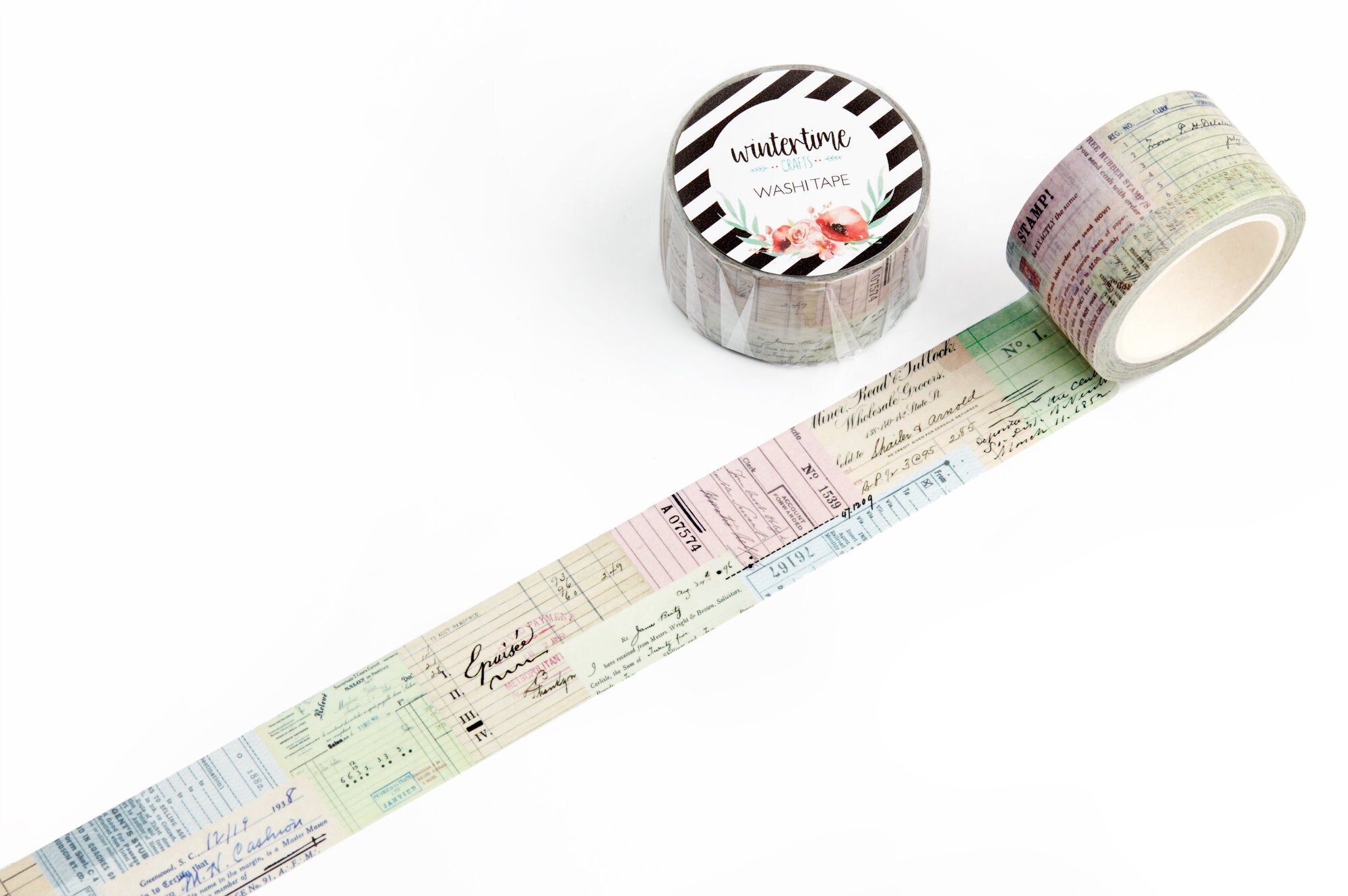 Script Washi Tape Set SHOP EXCLUSIVE Vintage Collection 5 Rolls Masking  Tapes by Wintertime Crafts for Scrapbooking, Journaling, Gift Set 