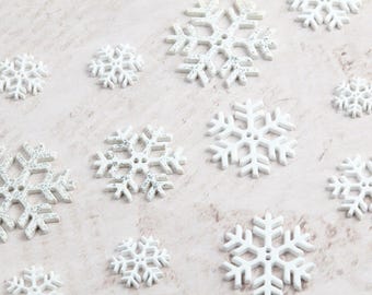 Destash Sale: Snowflake Plastic Buttons For Arts and Crafts, Some with Glitter