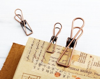 Bronze Fishtail Paper Clips - 2 Colors, Vintage Style Warm Bronze Paper Clip for Office, Scrapbooking, Planner, Traveler's Notebook