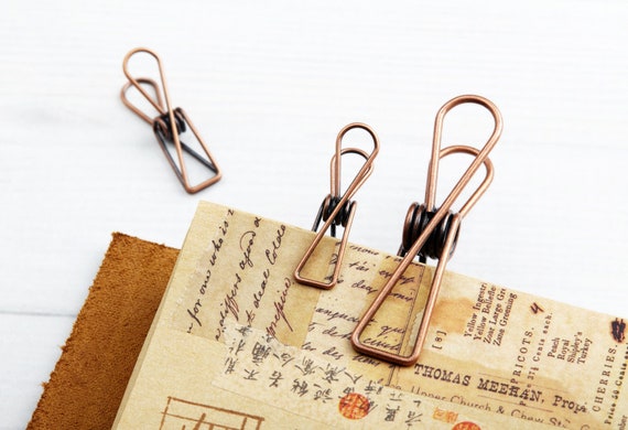 Bronze Fishtail Paper Clips - 2 Colors, Vintage Style Warm Bronze Paper Clip for Office, Scrapbooking, Planner, Traveler's Notebook
