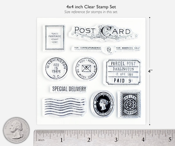 Set of Clear Stamps Postcard Stamp and Special Delivery SHOP EXCLUSIVE for  Paper Crafts, Scrapbooking, Art Journaling, Stationery 4x4 In -  Israel