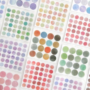 1300 Washi Dot Stickers, Watercolor 2 Sizes Washi Circles, Translucent Round Dot Sticker for Crafts, Scrapbooking, Journals, Planner image 1