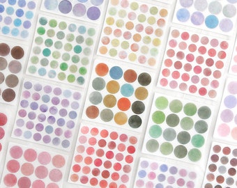 1300 Washi Dot Stickers, Watercolor - 2 Sizes Washi Circles, Translucent Round Dot Sticker for Crafts, Scrapbooking, Journals, Planner