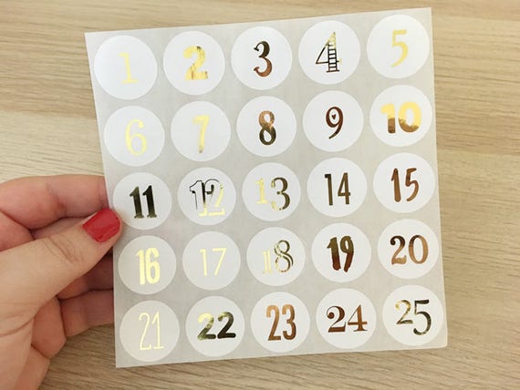 Gold Advent Calendar Numbers Stickers SHOP EXCLUSIVE 1 Foiled, Numbered 25  Days, December Countdown, Nordic, Scandinavian, Elegant 