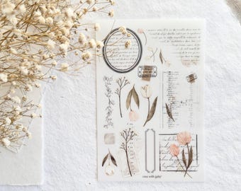 Vintage Layering Elements Rub-On Transfers from Crea With Gaby, Decorative Transfer Stickers for Journaling, One Sheet