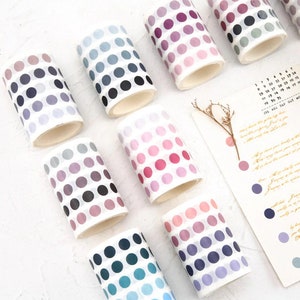 Dots Washi Tape - Small Die Cut Washi Circle Sticker, Individual Round Dot, Masking Tape for Crafts, Scrapbooking, Journals, Planner