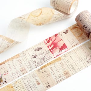 Ephemera Washi Tape *SHOP EXCLUSIVE* Retro Collage Floral Design by Wintertime Crafts for Scrapbooking, Journaling, Notebooks, With Liner
