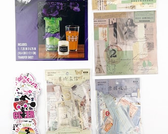 Destash Sale: Lot of Various Papers, Stickers, Transfers, Greeting Cards, and a Reusable Sticker Book for Paper Crafts, Scrapbooking