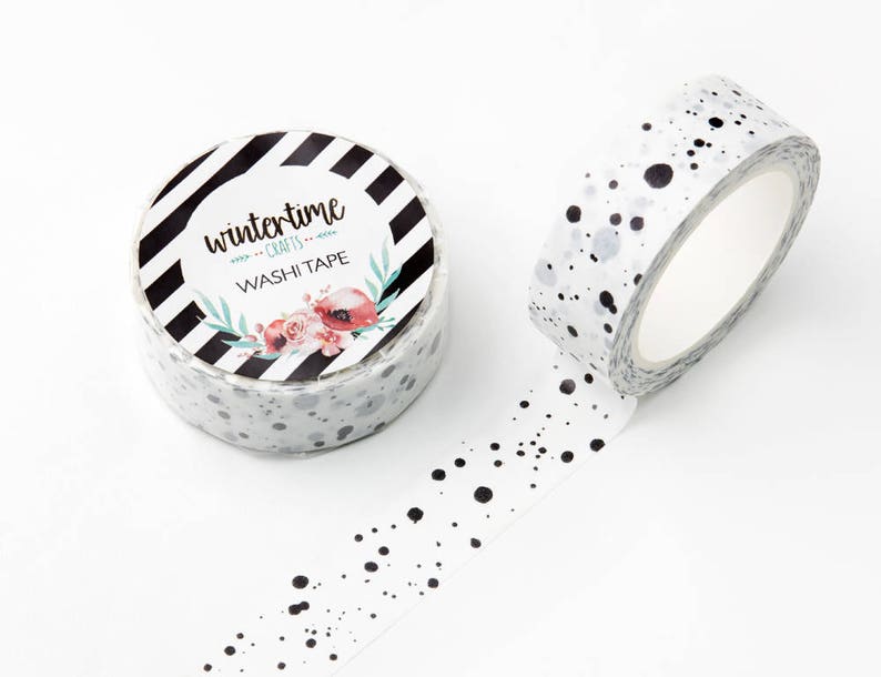 Washi Tape SHOP EXCLUSIVE Masking Tape with Ink Splatter by Wintertime Crafts for Scrapbooking, Journaling, Gift Wrapping image 1