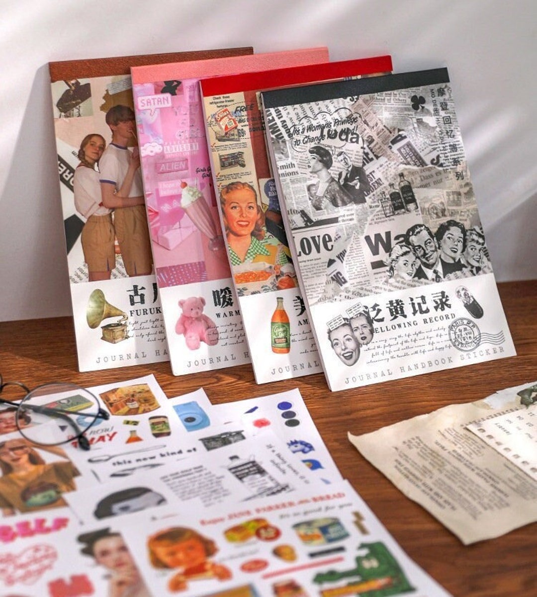 Pages　of　Etsy　Sticker　Washi　Vintage　Pre-Cut　Hundreds　Book　with　20　日本