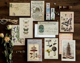 Vintage Style Postcards by MO•Card for Scrapbooking - Set of 30 Retro Antique Style Cards for Journaling, Notebooks, Paper Crafts
