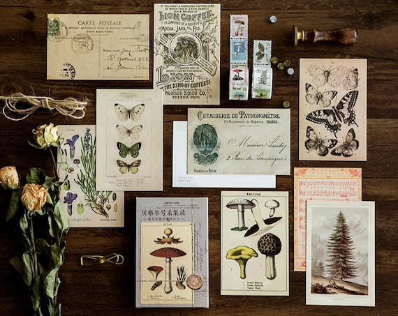 Vintage Style Postcards by MO•Card for Scrapbooking - Set of 30 Retro Antique Style Cards for Journaling, Notebooks, Paper Crafts