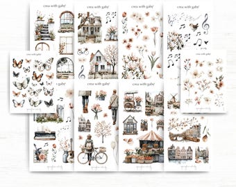 Springtime Melody Washi Stickers by Crea With Gaby, Translucent Stickers for Planners