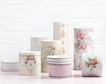 The Pink Floral Washi Tape Collection *SHOP EXCLUSIVE* 10 Vintage Wallpaper Tapes by Wintertime Crafts for Journaling, Gift Set