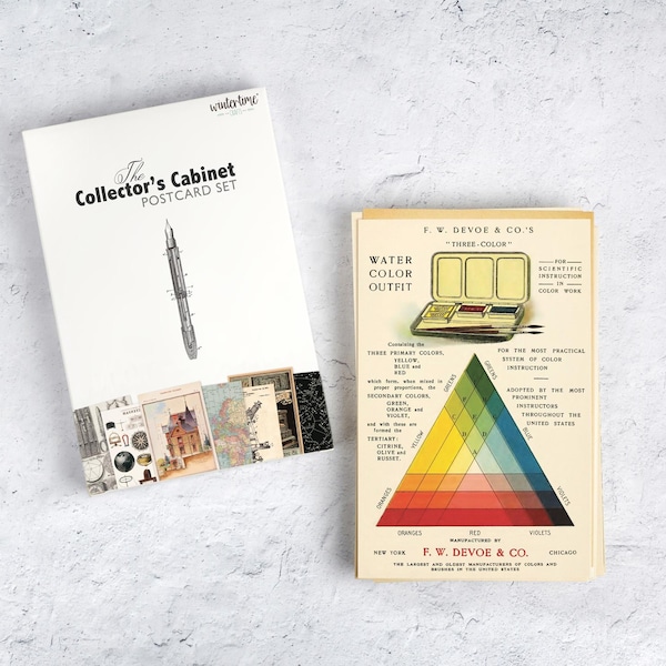 Juego de postales de gabinete de coleccionista *EXCLUSIVA DE LA TIENDA* - Juego de 30 postales retro para diarios, cuadernos, manualidades de papel y ciencia de estilo vintage