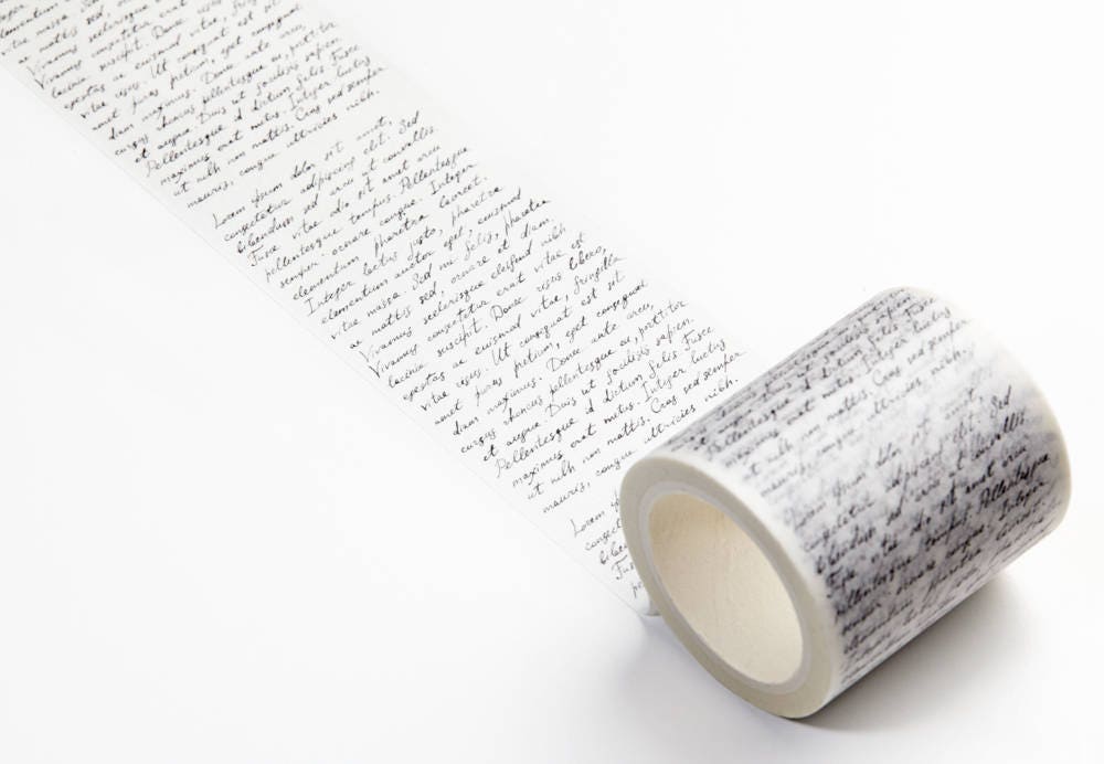 Wide Washi Tape with Script Text Masking Tape for Crafts Etsy