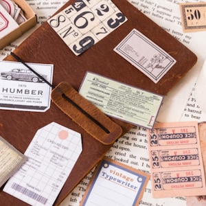 Matchbox Vintage Sticker Sets - Box with 60 Vintage Stickers for Art Journaling, Scrapbooking, Junk Journal, Crafts, Coupons, Labels, Tags