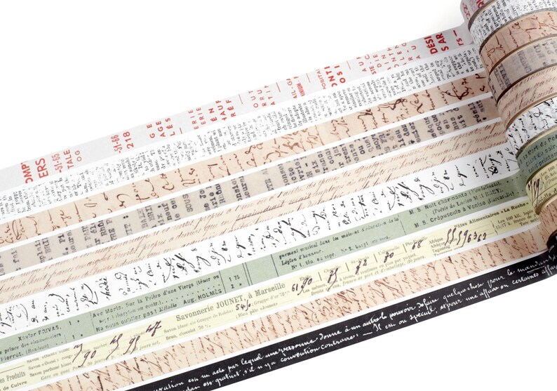 Script & Type Collection, 10 Rolls of Vintage Text Washi Tape *SHOP ...