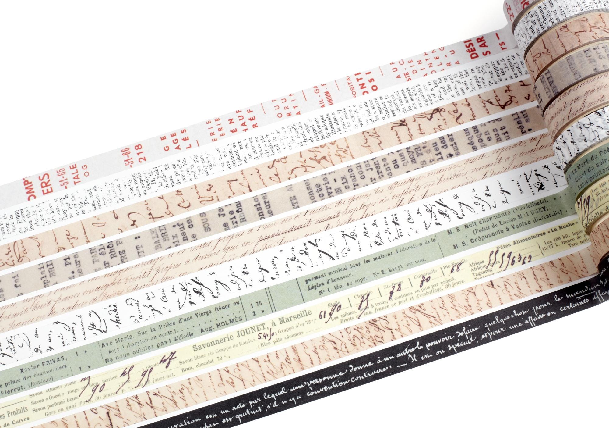 Script & Type Collection, 10 Rolls of Vintage Text Washi Tape *SHOP ...