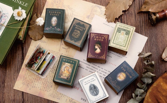 Vintage Mini Cards - 100 Small Printed Cards for Crafts, Scrapbooking, Notebooks, Journaling, Junk Journals, Planner