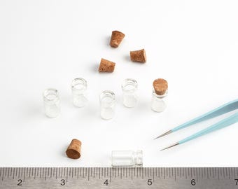Destash Sale: 50 Extra Tiny Mini Glass Jar Bottles with Cork Lids for Crafts and Trinkets