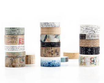 Vintage Style Washi Tape Gift Sets *SHOP EXCLUSIVE* Set of Masking Tapes by Wintertime Crafts for Junk Journals, Mixed Media, Scrapbooking