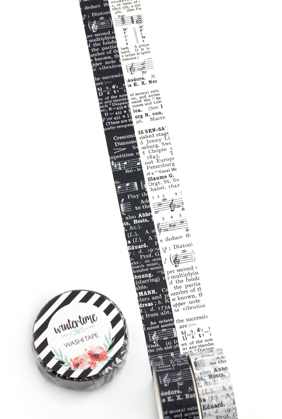 Music Dictionary Washi Tape SHOP EXCLUSIVE Black or White Decorative