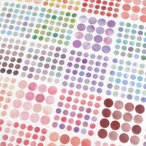 1300 Washi Dot Stickers, Watercolor - 2 Sizes Washi Circles, Translucent Round Dot Sticker for Crafts, Scrapbooking, Journals, Planner
