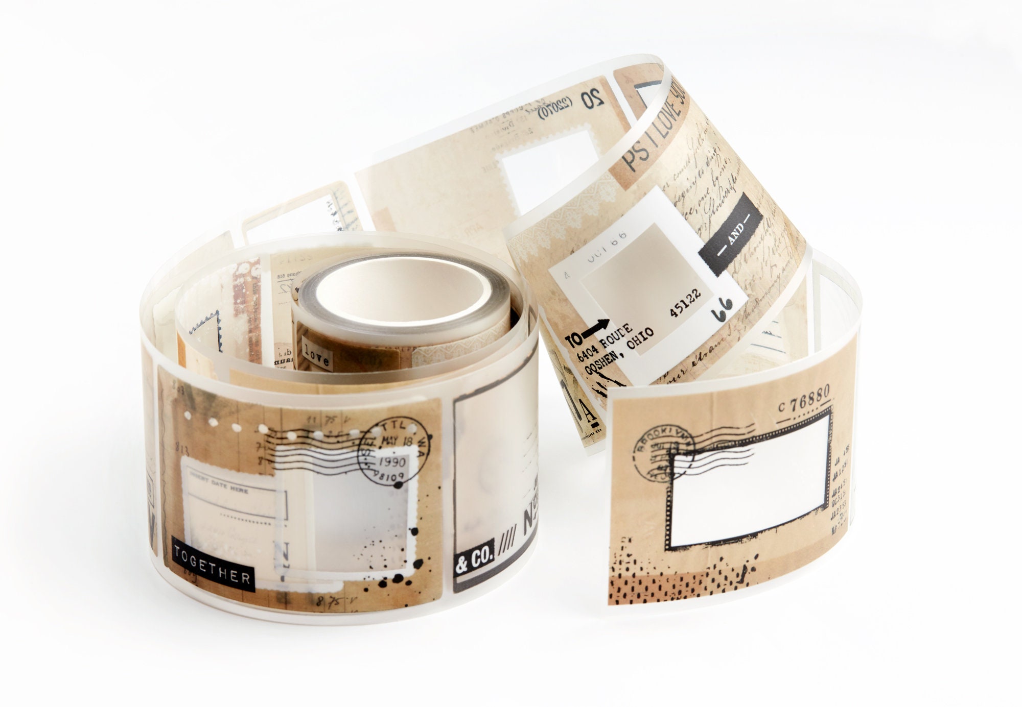 Collages and Frames PET Tape *SHOP EXCLUSIVE* Decorative Vintage Style Tape Roll by Wintertime Crafts for Journaling, Notebook, Scrapbooking