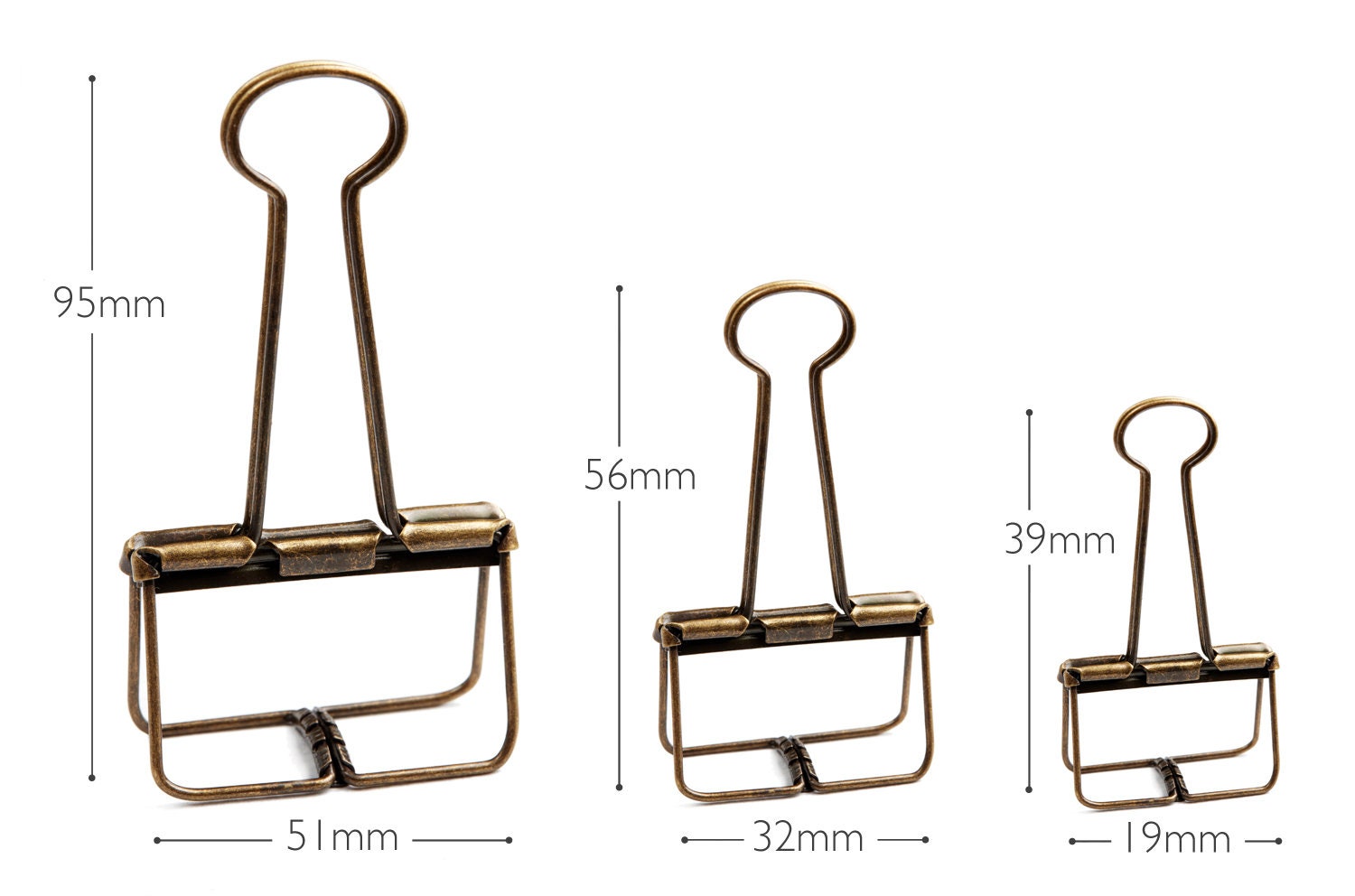 Vintage Bronze Skeleton Paper Clips 3 Sizes Hollow Wire Etsy