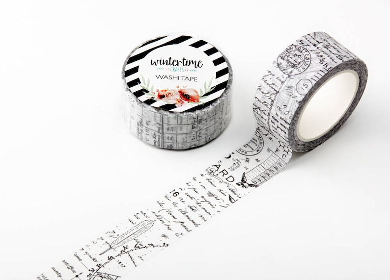 Washi Tape SHOP EXCLUSIVE Masking Tape Collage Style with Vintage Elements by Wintertime Crafts for Scrapbooking, Journaling, Wrapping image 1