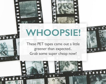 Whoopsie Inventory 70% off: Family Photos PET Tape *SHOP EXCLUSIVE* Green Toned Candid People, Torn Film Negative by Wintertime Crafts