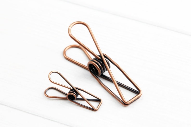 May include: Two copper wire clips with black spring coils. The larger clip is about 2 inches long and the smaller clip is about 1 inch long.