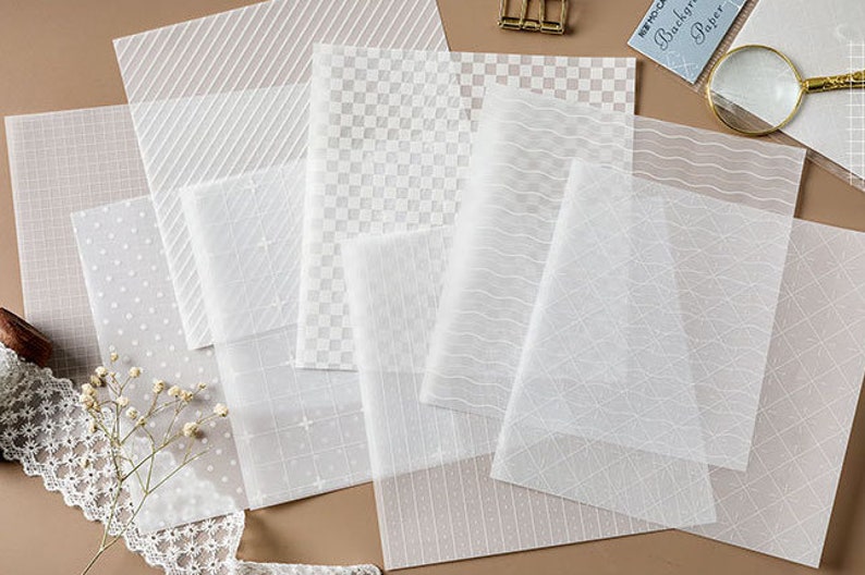 Translucent Paper Set White Print Background Sheets for Art Etsy