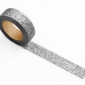 Silver Glitter Washi Tape - Masking Tape for Christmas, Crafts, Scrapbooking, Travelers Notebook, Journaling