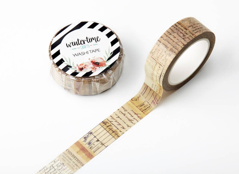 Washi Tape SHOP EXCLUSIVE Masking Tape Collage Style with Vintage Papers by Wintertime Crafts for Scrapbooking, Journaling, Gift Wrapping image 2