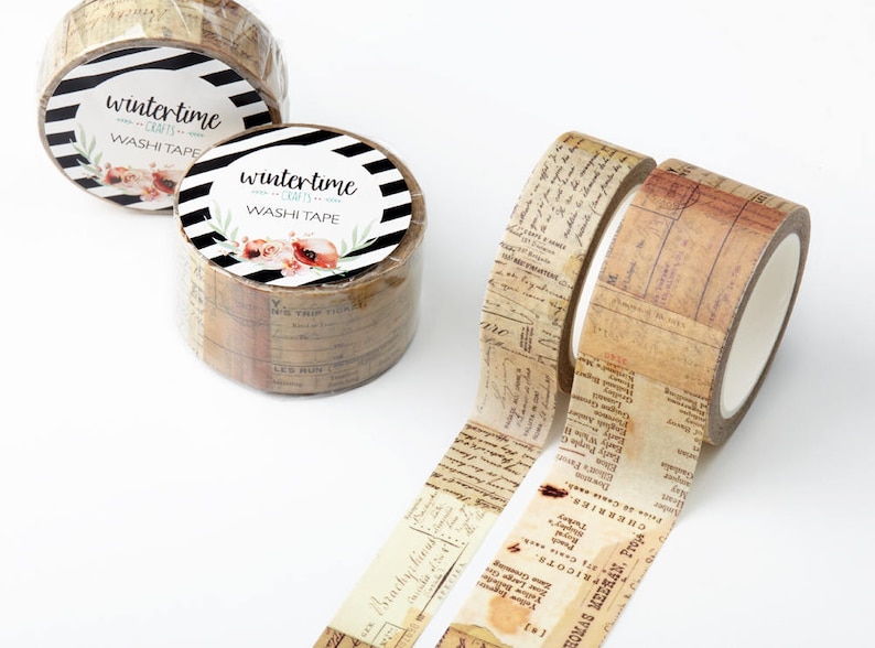 Washi Tape SHOP EXCLUSIVE Masking Tape Collage Style with Vintage Papers by Wintertime Crafts for Scrapbooking, Journaling, Gift Wrapping image 6