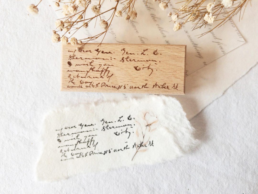 Vintage Script Rubber Stamp From Crea With Gaby, Decorative Wood ...