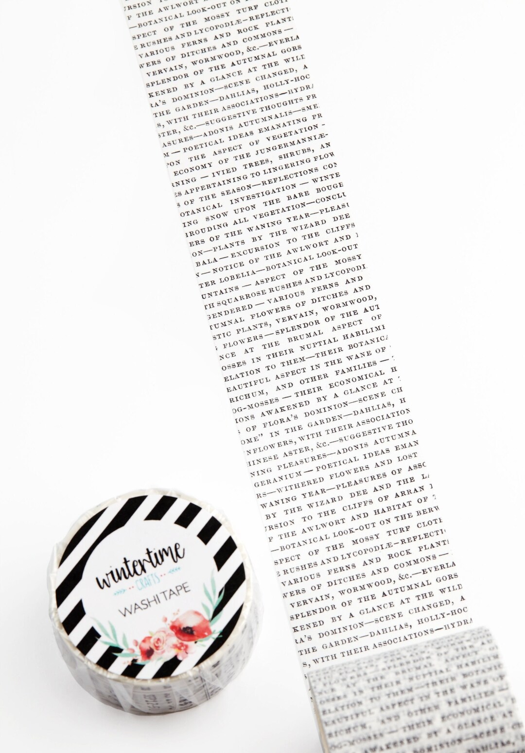 Vintage Botanical Text Washi Tape SHOP EXCLUSIVE Masking Tape by