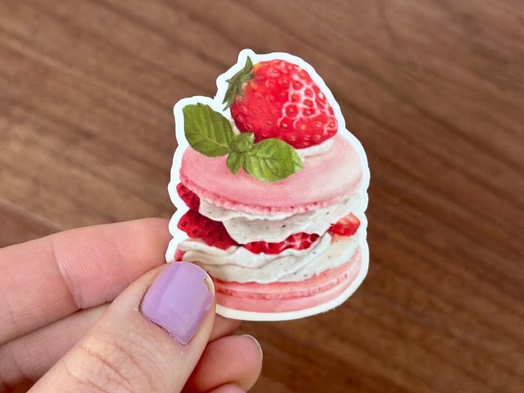 Strawberry Macaron Sticker: Waterproof Dessert Art, Laptop Decal - Etsy