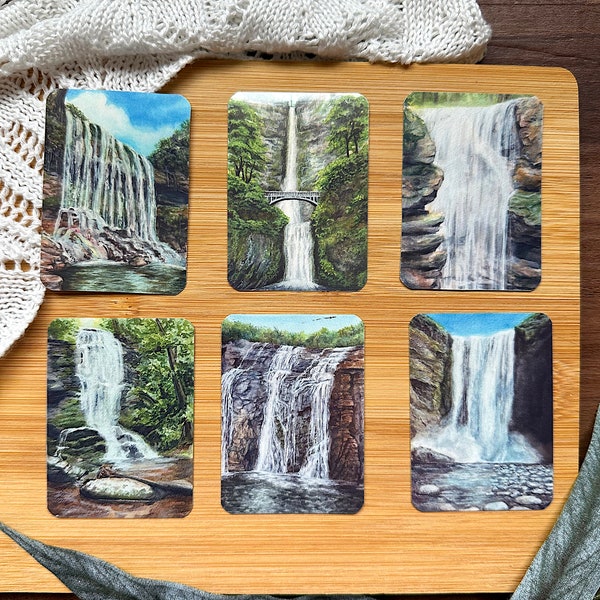 Waterfall Series by Erica Stoddard | Glossy Vinyl Stickers | Hand Painted Watercolor Art